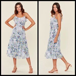 💕MISA LOS ANGELES💕 Inae Dress Chiffon Tiered Ruffle Viscose M Medium NWT